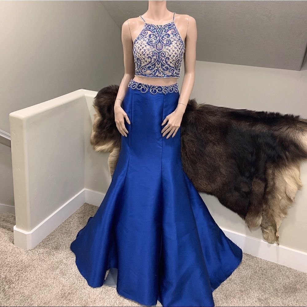 Gorgeous Beads & Rhinestones, 2 Piece Fishtail Gown